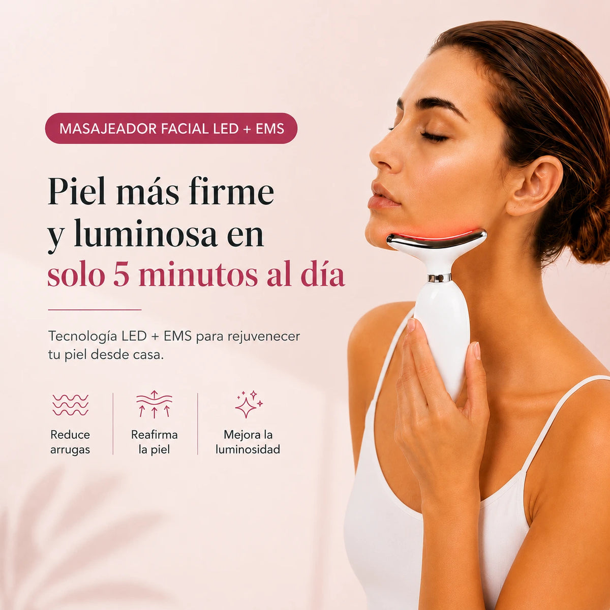 Masajeador facial LED + EMS