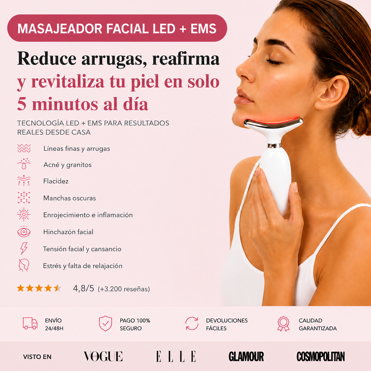 Masajeador facial LED